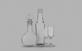 Графины, бутылки штофы, стаканы